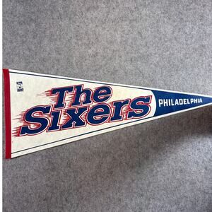 VINTAGE 80s Philadelphia 76ers The Sixers NBA Felt Pennant Banner Basketball